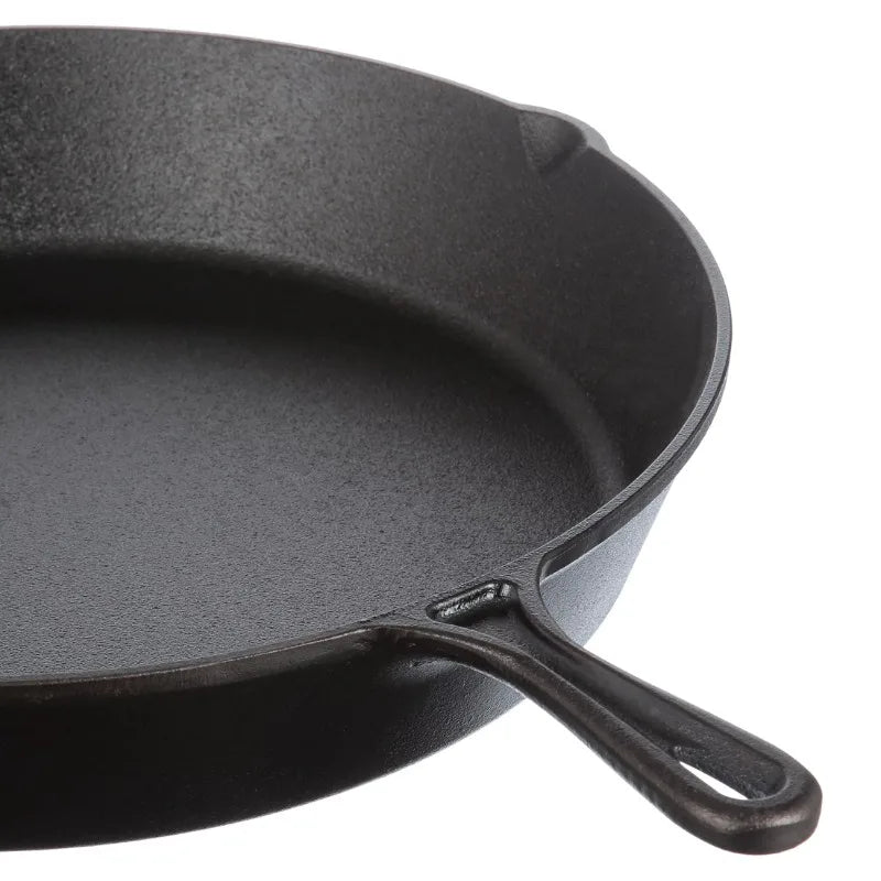 COOLKLICK 15" Cast Iron Skillet with Handle and Lips