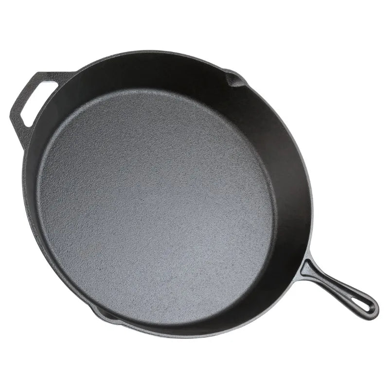 COOLKLICK 15" Cast Iron Skillet with Handle and Lips