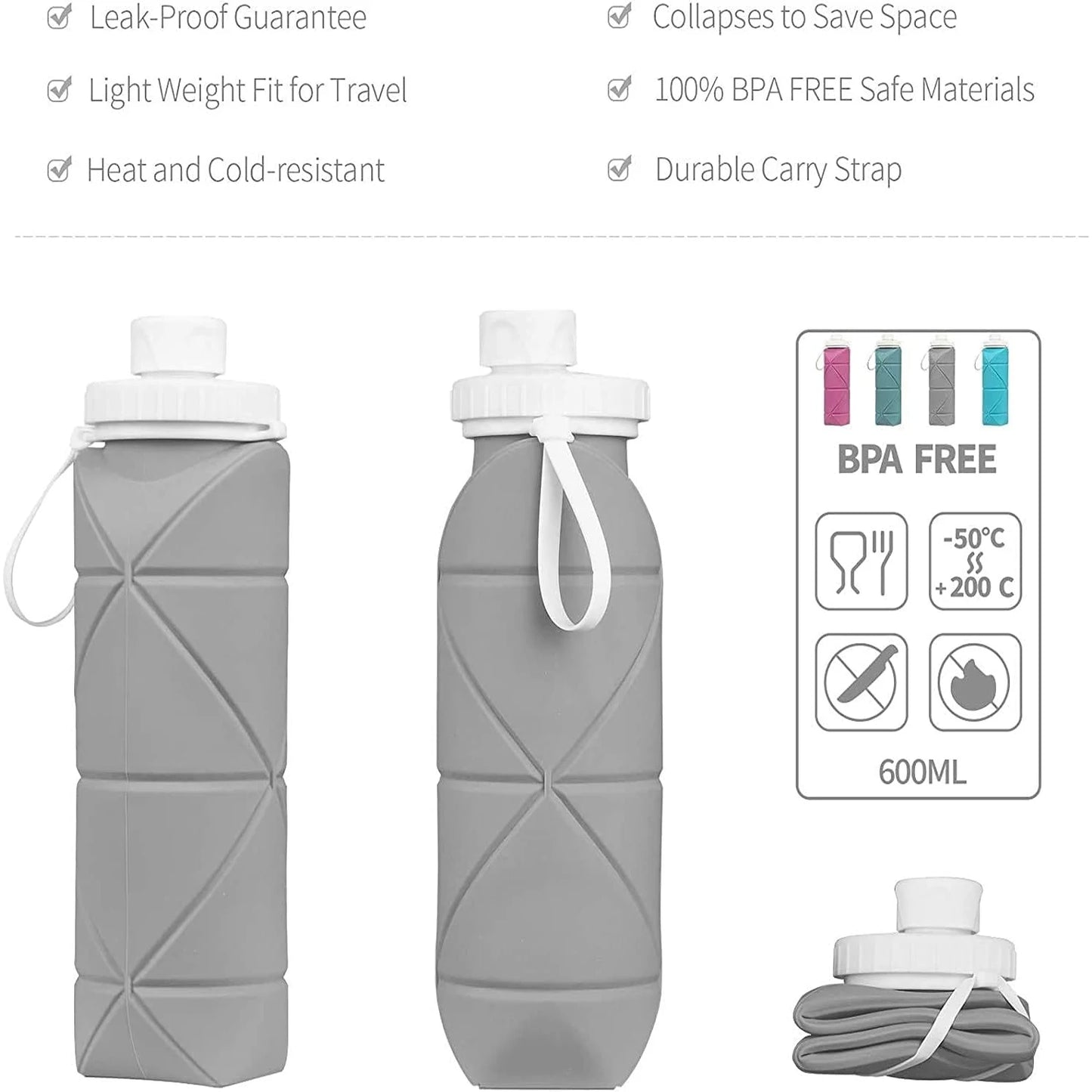 COOLKLICK 600ML Collapsible Water Bottles